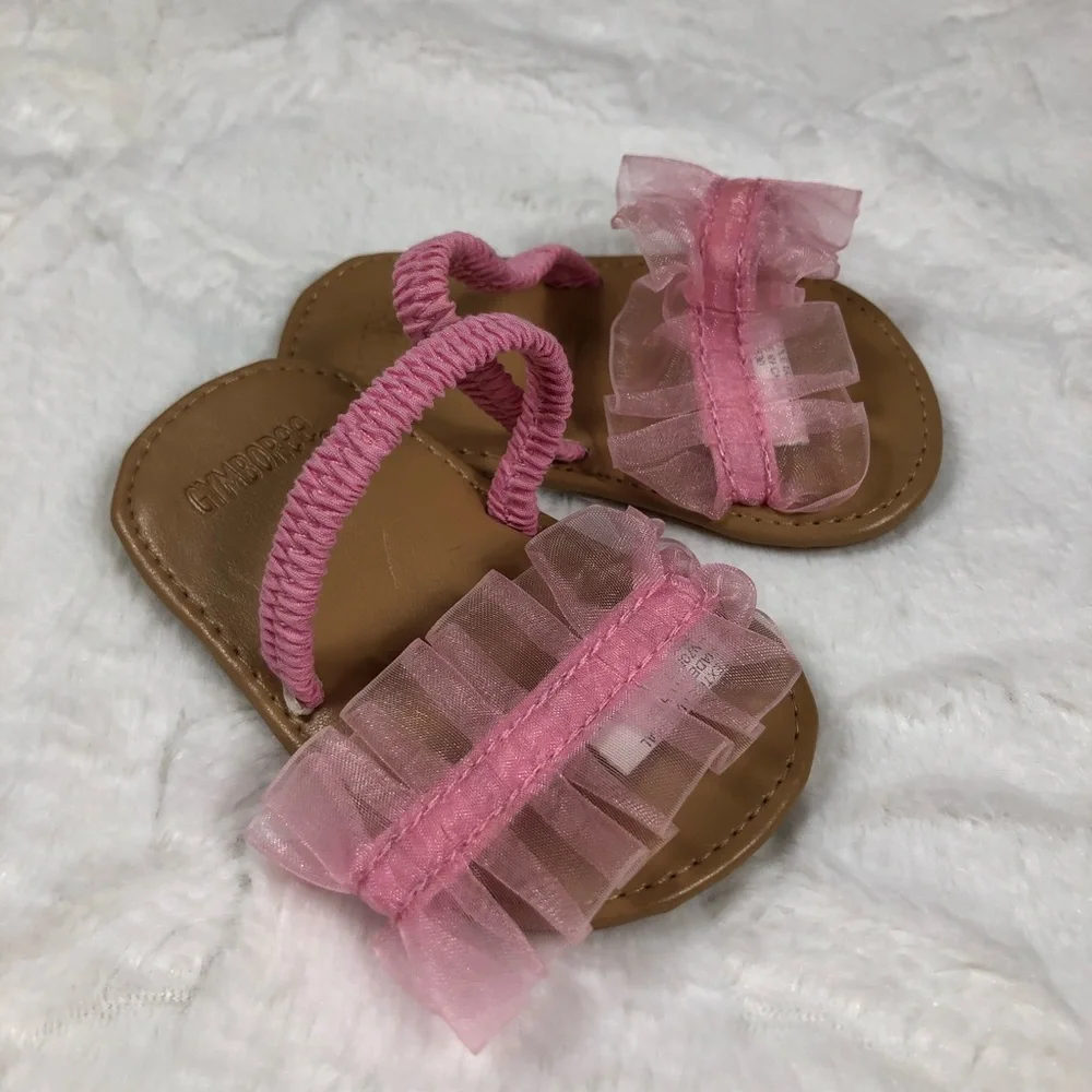 Gymboree Pink Tulle Flip Flops size 2 - Picture 6 of 11